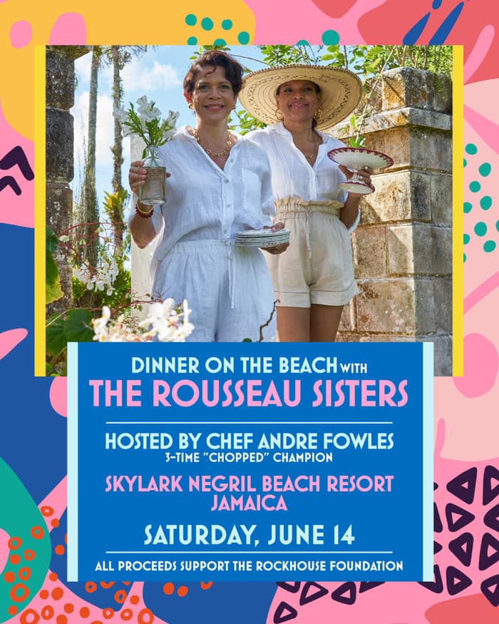 Michelle and Suzanne Rousseau at the Rockhouse Foundation dinner on the beach