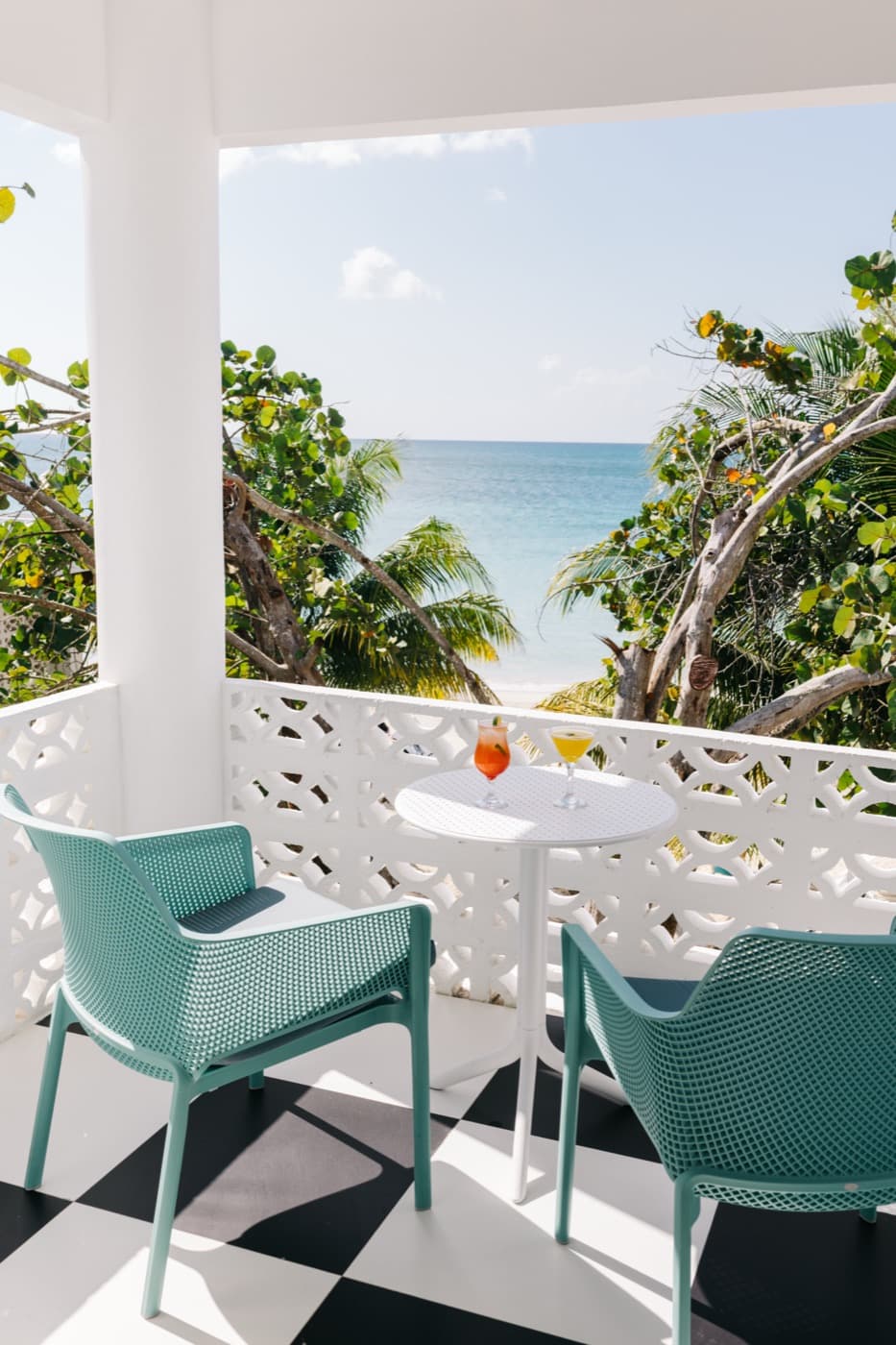 A Balcony Studio terrace at Skylark, looking out to the beach
