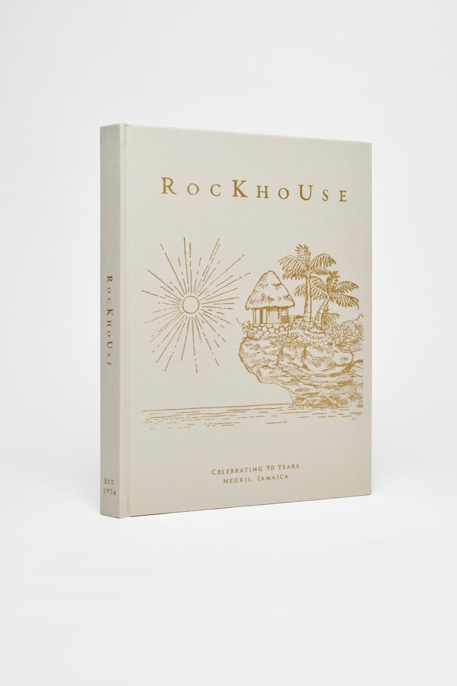 Rockhouse: The Book, the hotel’s fiftieth anniversary volume, standing on its edge